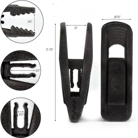 Black Velvet Hanger Clips Set of 20 Strong Grip Pant Skirt Clothes Closet Organi - Picture 2 of 7